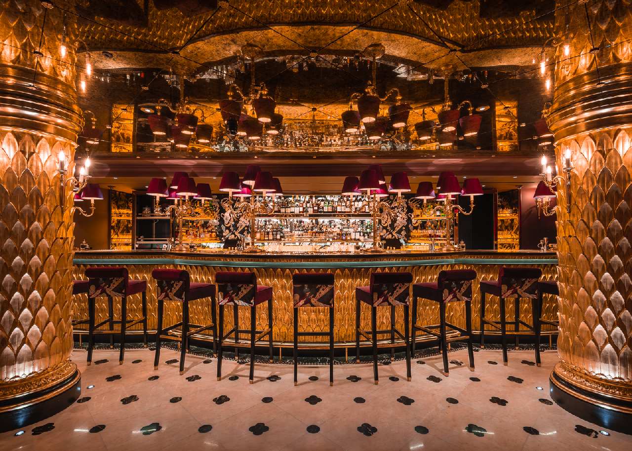 The gilded bar at Club Chinoise in Mayfair